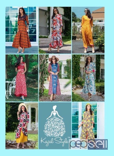 rayon printed long kurtis from galleria by kajal style at wholesale moq- 8pcs size- m to 3xl no singles 0 
