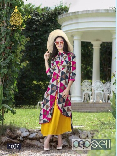 rayon printed long kurtis from galleria by kajal style at wholesale moq- 8pcs size- m to 3xl no singles 2 
