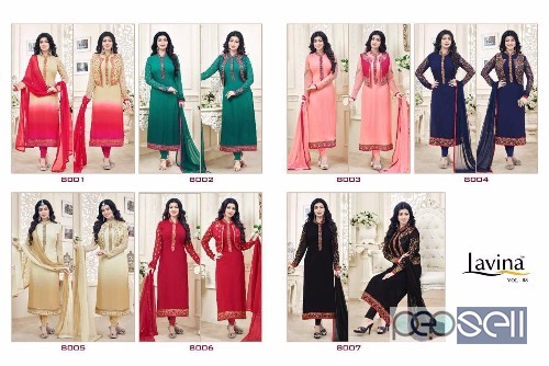georgette jacket style suits from lavina vol8 ruby at wholesale moq- 7pcs no singles 1 