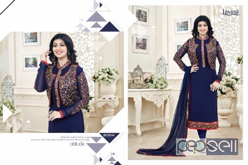 georgette jacket style suits from lavina vol8 ruby at wholesale moq- 7pcs no singles 2 