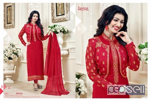 georgette jacket style suits from lavina vol8 ruby at wholesale moq- 7pcs no singles 4 