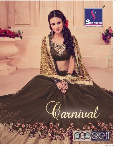  georgette printed designer sarees from shangrila carnival at wholesale moq- 8pcs no singles 1 