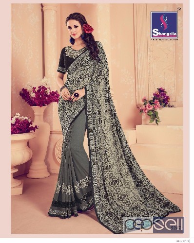  georgette printed designer sarees from shangrila carnival at wholesale moq- 8pcs no singles 3 