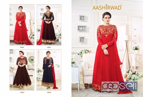 georgette semistitched anarkali suit from aashirwad nazia at wholesale. moq- 4pcs. no singles 0 