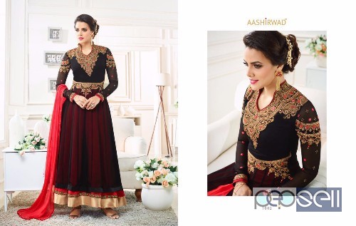 georgette semistitched anarkali suit from aashirwad nazia at wholesale. moq- 4pcs. no singles 2 