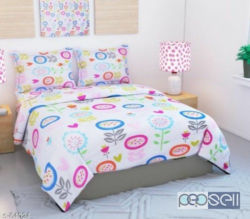 Beautiful Poly Cotton Double Bedsheet With 2 Pillow Cover  4 