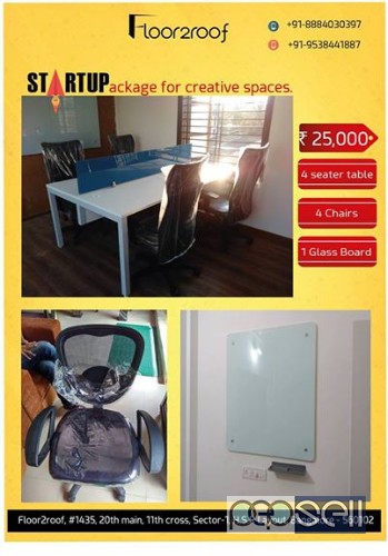 Startup Package, Includes 1 Table, 4 chairs & glass board.Bangalore, India 0 