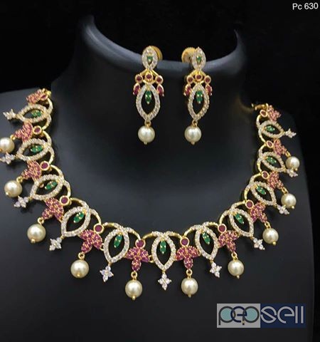 American Diamond/ Ruby stone Neck set. Fine finish with Royal look 0 