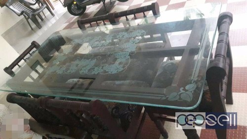 Glass top dining table with 6 chairs for sale at Kadavanthara 0 