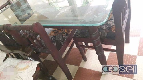 Glass top dining table with 6 chairs for sale at Kadavanthara 2 