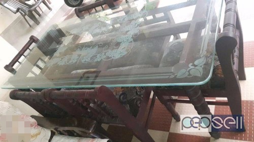 Glass top dining table with 6 chairs for sale at Kadavanthara 3 