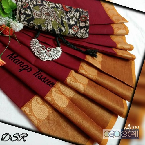 DSR 1019 mango tissue non catalog chettinad cotton sarees moq- 10pcs price- rs750 each no singles 4 
