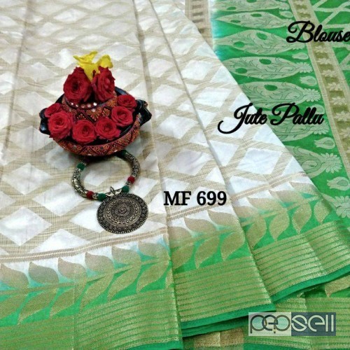 MF699 brand tussar jute mix sarees non catalog at wholesale moq- 10pcs no singles price- rs750 each 0 