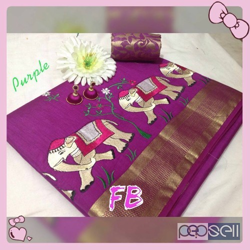 FB brand tussar silk elephant embroidery sarees non catalog at wholesale moq-10pcs no singles price- rs800 each wholesalenoncatalog.blogspot.in 1 