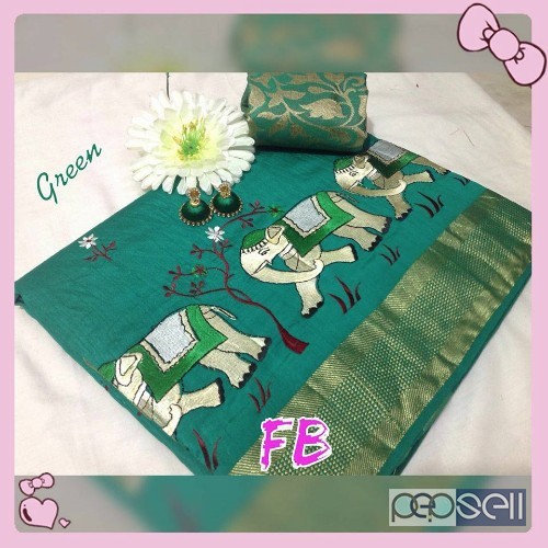 FB brand tussar silk elephant embroidery sarees non catalog at wholesale moq-10pcs no singles price- rs800 each wholesalenoncatalog.blogspot.in 2 