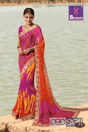 georgette designer sarees from shangrila royal bandhej at wholesale available no singles moq- 12pcs 0 