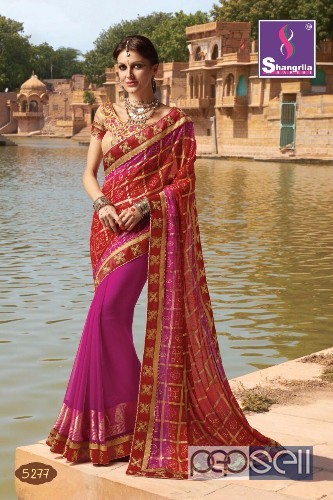 georgette designer sarees from shangrila royal bandhej at wholesale available no singles moq- 12pcs 2 