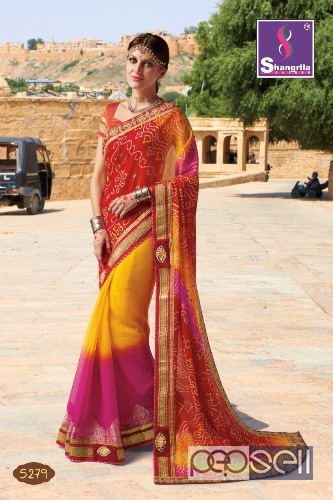 georgette designer sarees from shangrila royal bandhej at wholesale available no singles moq- 12pcs 3 