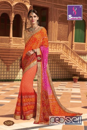 georgette designer sarees from shangrila royal bandhej at wholesale available no singles moq- 12pcs 4 