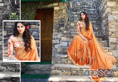 georgette designer printed sarees from sanskar suhasini at wholesale moq- 18pcs no singles 1 