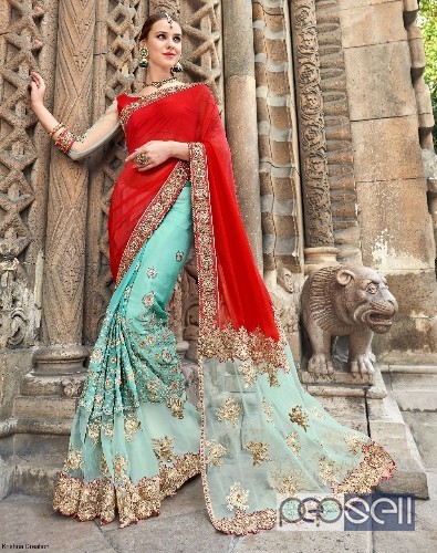 designer georgette heavy work sarees from triveni kumud available in singles and wholesale singles at rs2700 each 0 