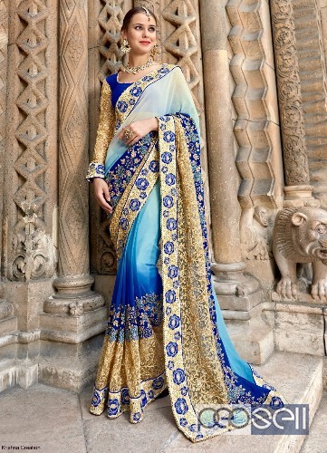 designer georgette heavy work sarees from triveni kumud available in singles and wholesale singles at rs2700 each 1 