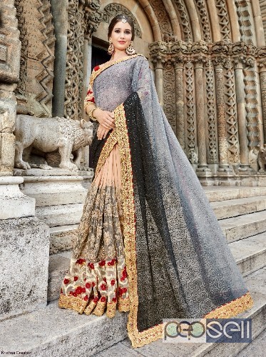 designer georgette heavy work sarees from triveni kumud available in singles and wholesale singles at rs2700 each 2 