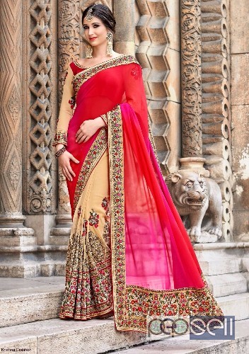 designer georgette heavy work sarees from triveni kumud available in singles and wholesale singles at rs2700 each 3 