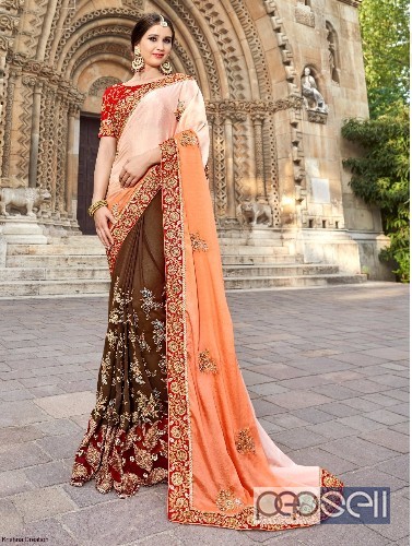 designer georgette heavy work sarees from triveni kumud available in singles and wholesale singles at rs2700 each 5 