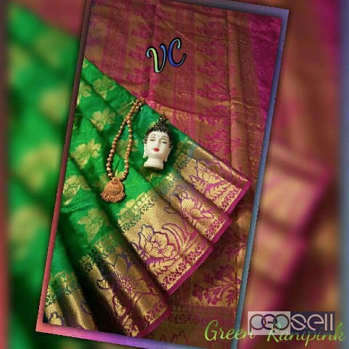 VC brand kanhcipuram semi silk sarees non catalog at wholesale moq- 7pcs no singles price- rs800 each 1 