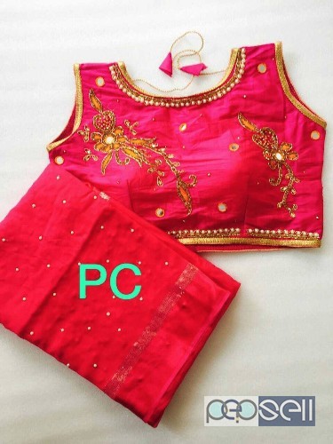 PC brand non catalog sarees Pure gerogeet material  Pearl work saree Ready made blouse Blouse 38 stitched size upto 40 (customise) price- rs750 each m 2 