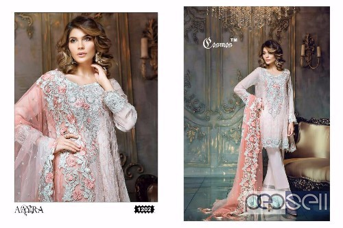 georgette semistitched plazo suits from cosmos aayra at wholesale moq- 6pcs no singles 4 