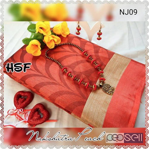 HSF NJ100 brand tussar jute mix sarees combo at wholesale moq- 10pcs no singles price- rs750 each 5 