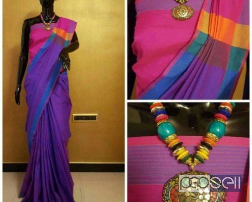 Chanderi , Cotton silk and Supernet sarees with silk contrasting blouses 1 