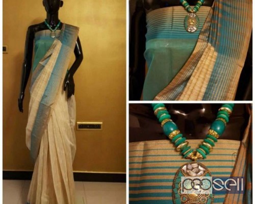 Chanderi , Cotton silk and Supernet sarees with silk contrasting blouses 3 