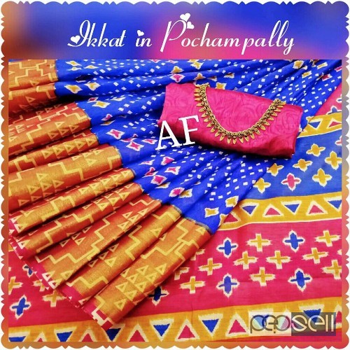 AF brand ikkat in pochampally sarees price- rs800 each moq- 10pcs 0 