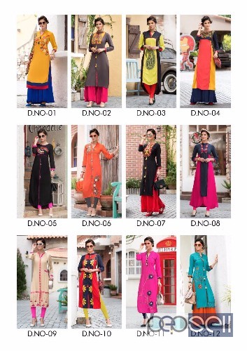 rayon work kurtis from kajal fashion fantasy vol1 at wholesale available moq- 12pcs no singles size- m to 3xl 3 