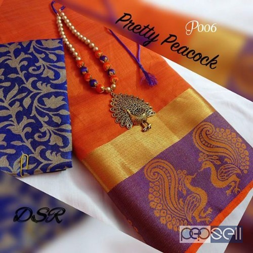 dsr brand pretty peacock tussar silk sarees combo at wholesale available 5 