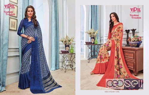 georgette printed sarees from vishal fashion freedom 34200 series sarees at wholesale 2 