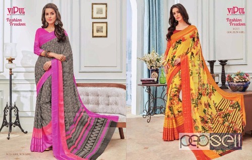 georgette printed sarees from vishal fashion freedom 34200 series sarees at wholesale 5 