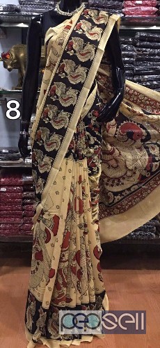 Pen kalamkari work printed cotton sarees at wholesale price- rs1500 each moq- 5pcs no singles or retail 2 