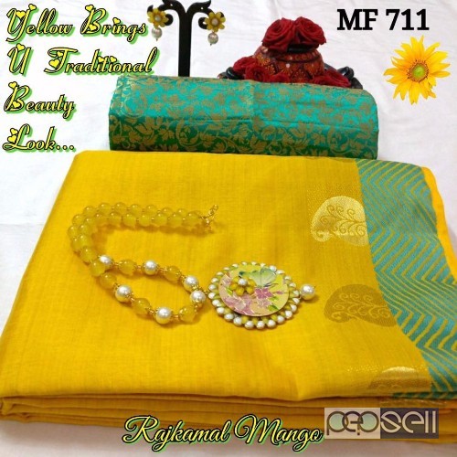 MF711 rajkamal mango tussar silk sarees combo at wholesale moq- 12pcs no singles or retail price- rs750 each 3 