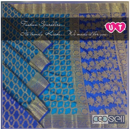 UT brand vibrant kicha silk sarees price- rs800 each moq- 10pcs no singles 0 
