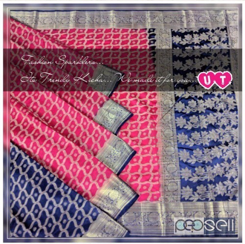 UT brand vibrant kicha silk sarees price- rs800 each moq- 10pcs no singles 1 