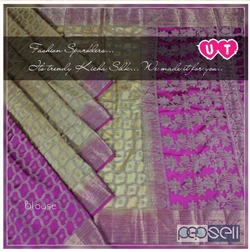 UT brand vibrant kicha silk sarees price- rs800 each moq- 10pcs no singles 3 