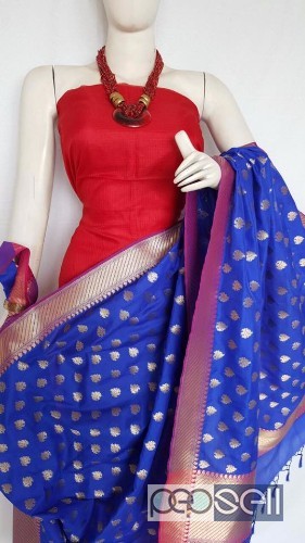 New festival collection of pure Kota Silk unstitiched dress materials with pure Banarasi Handloom Silk . Kurta- Pure Kota Silk. Dupatta- Pure Banarasi 2 