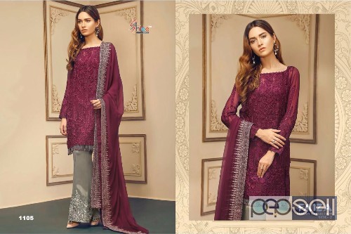 georgette plazo pakistani concept suits from shree fabs faiza vol2 at wholesale moq- 5pcs no singles interested buyers can contact us 5 