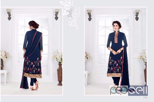georgette embroidery suits from bela classy at wholesale moq- 9pcs singles at rs1450 each 0 