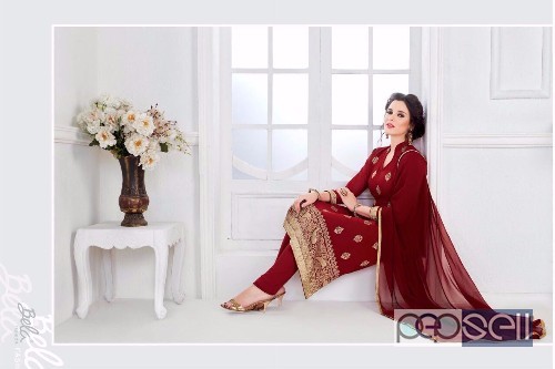 georgette embroidery suits from bela classy at wholesale moq- 9pcs singles at rs1450 each 4 