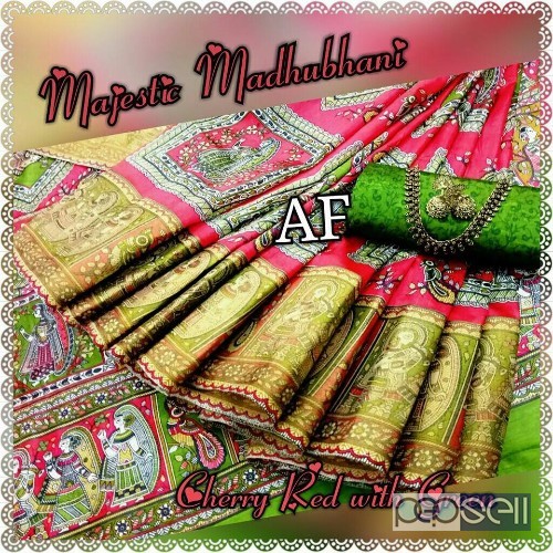 AF brand majestic madhubani printed tussar silk sarees at wholesale moq- 10pcs price- rs800 each no singles or retail wholesalenoncatalog.blogspot.in 3 